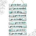 9 Pieces Inspirational Floral Wall Decors Light Purple Wooden Hanging Wall Art H932