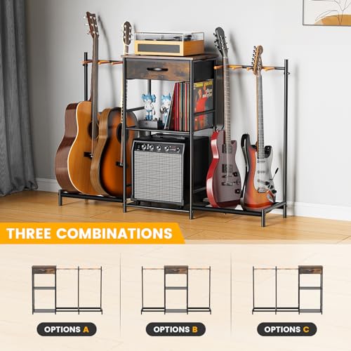 3-Tier Guitar Stand with 4 Guitar Holders & Cloth Drawer R289