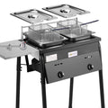 Two-Tank Outdoor Propane Deep Fryer with 2 Stainless Steel Baskets O5490