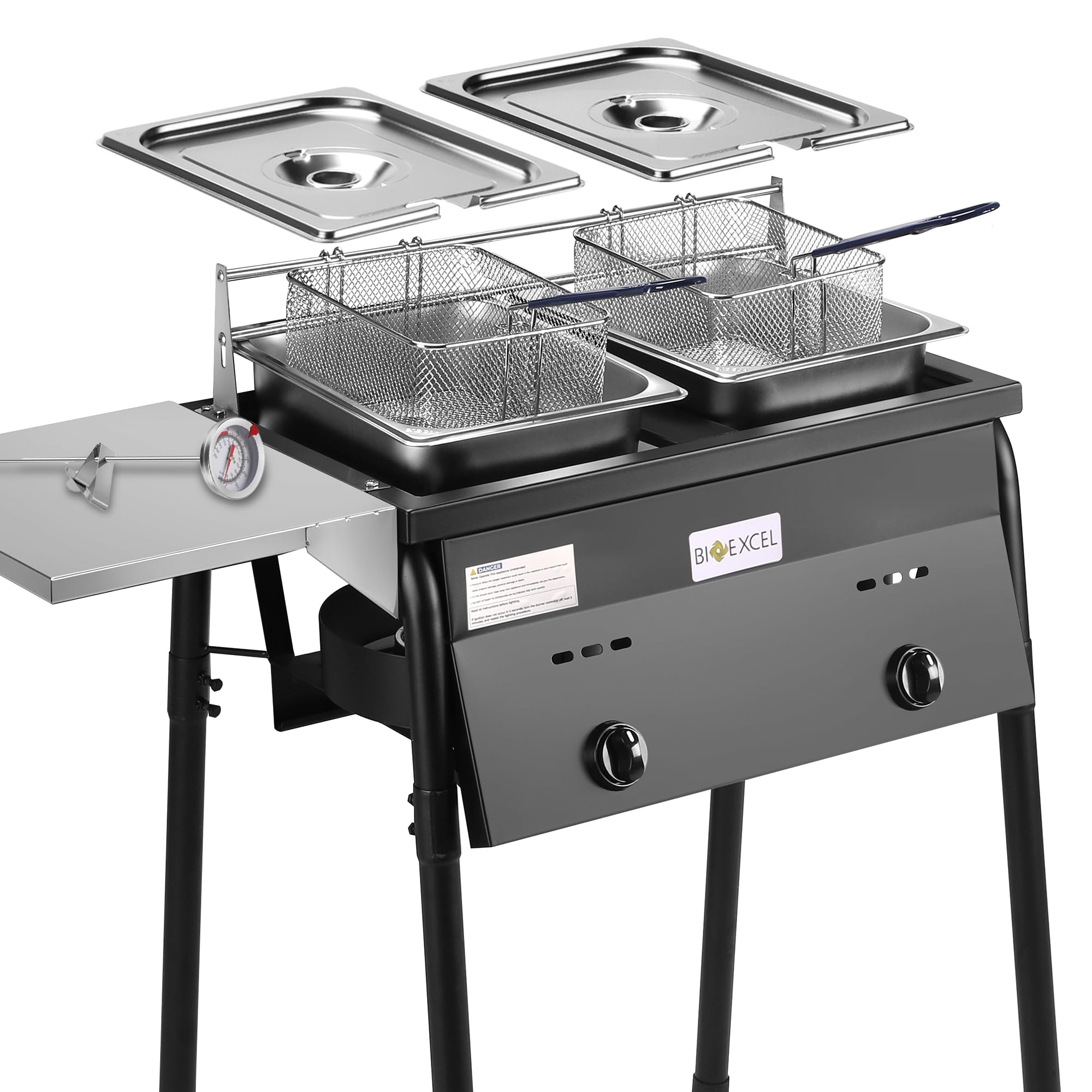 Two-Tank Outdoor Propane Deep Fryer with 2 Stainless Steel Baskets O5490