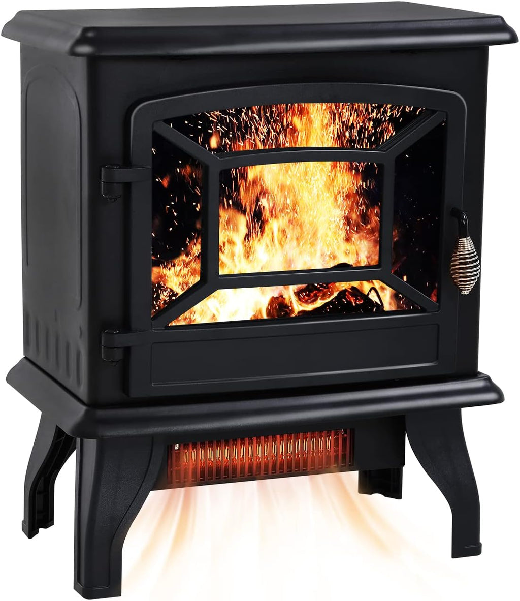Black Electric Fireplace Heater 3D Flames Freestanding TV Stand P3085