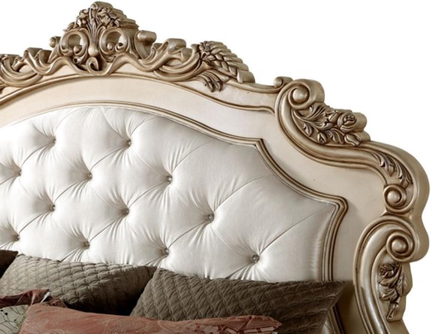 Cream Fabric King Panel Bed N42921