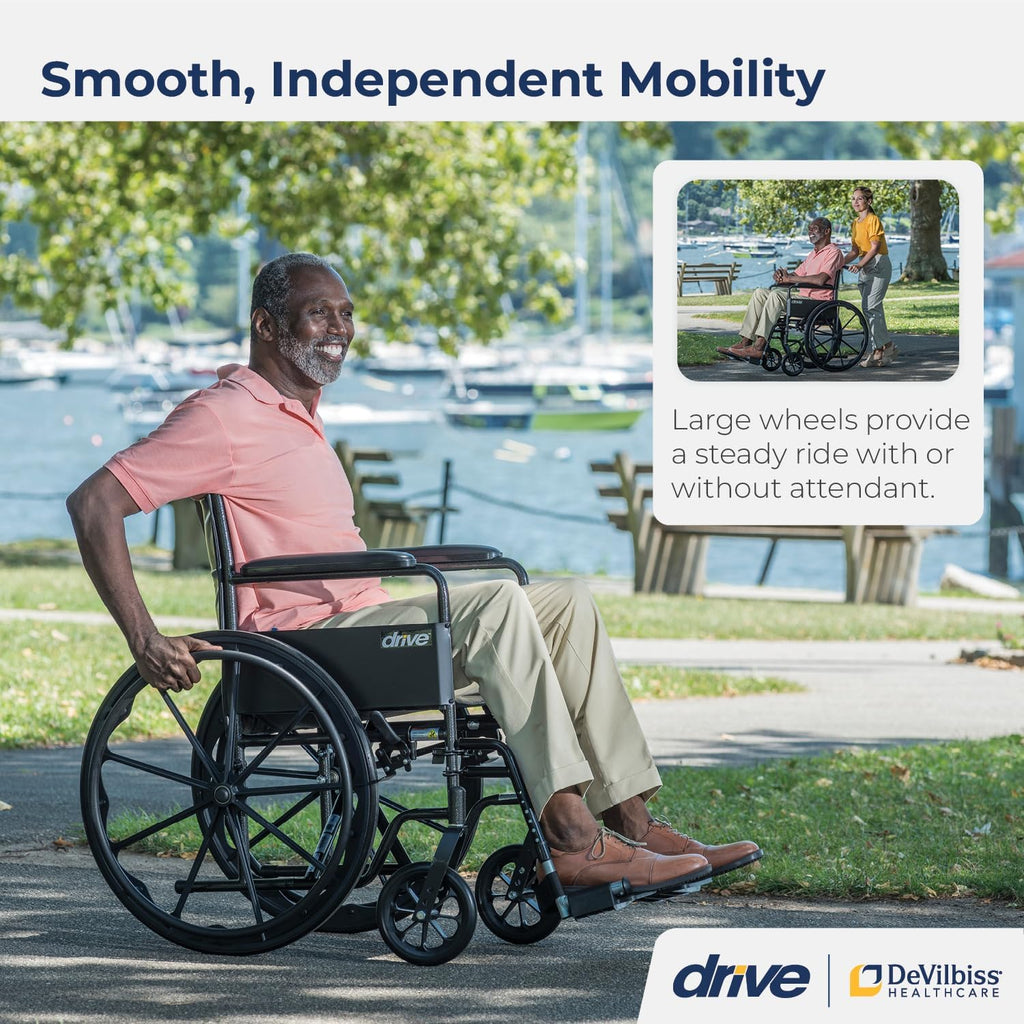 Folding Transport Wheelchair with Full Arms and Removable Swing-Away Footrest M468705