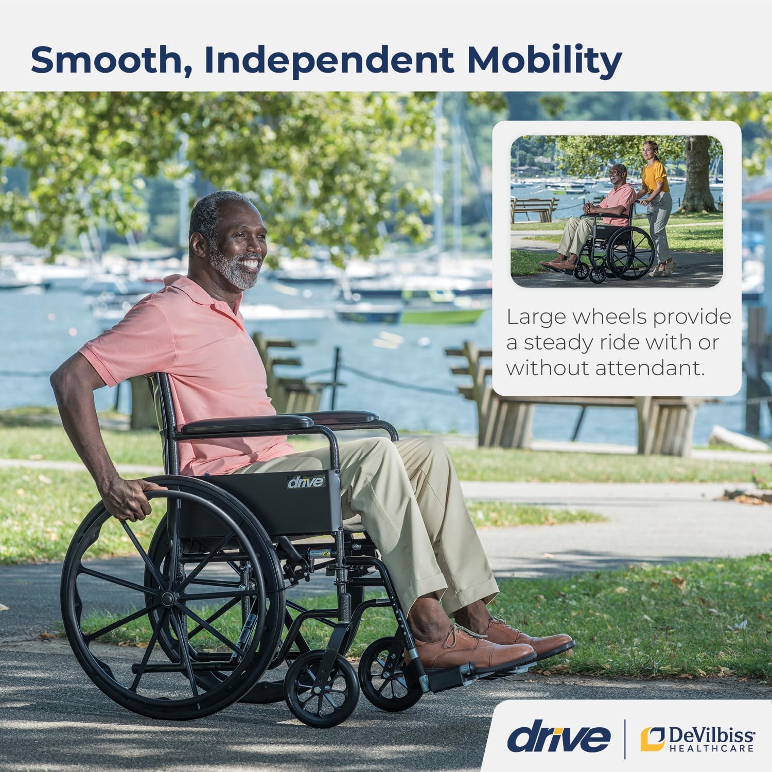 Folding Transport Wheelchair with Full Arms and Removable Swing-Away Footrest M468705