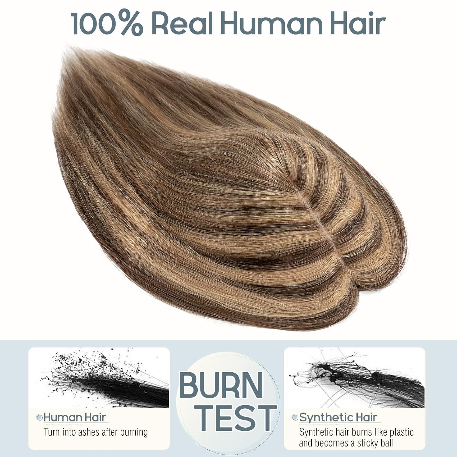100% Real Human Hair Topper Silk Base Clip In Top Hairpieces 10 Inch 33g S97653