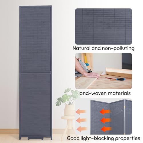 Beige 4 Panel Bamboo Room Divider W1317