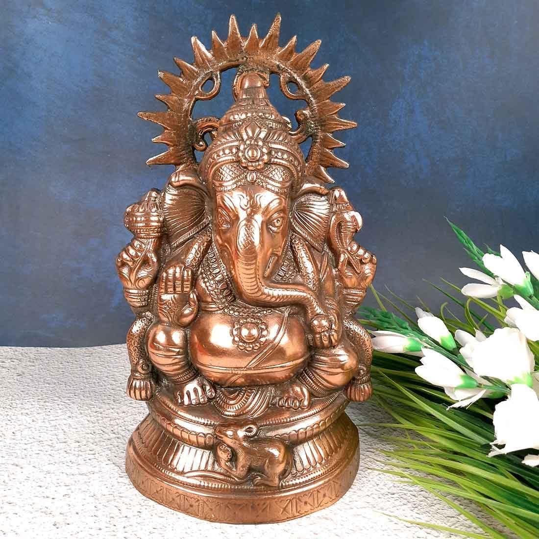 Lord Ganesha Statue Metal 15 Inch Bronze H766