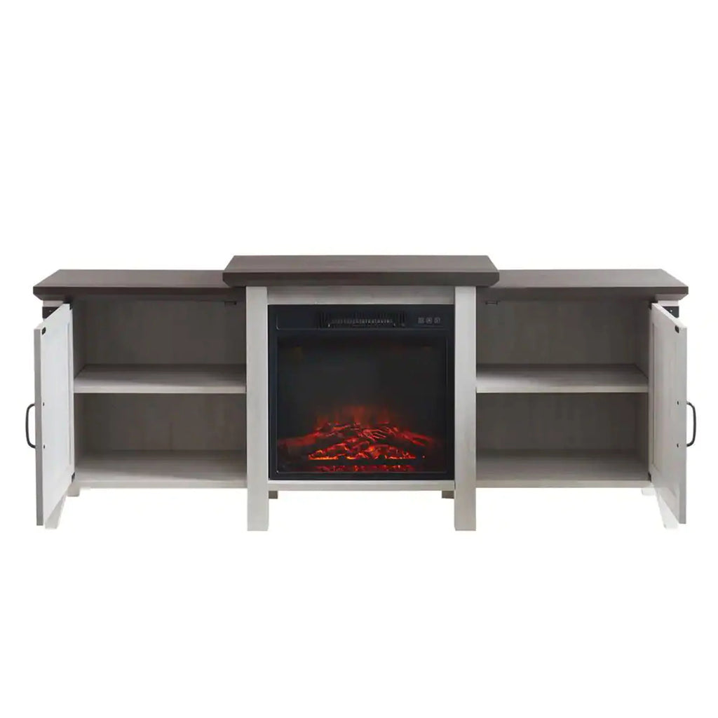 Grey Freestanding Wooden Electric Fireplace TV Stand Console K205501
