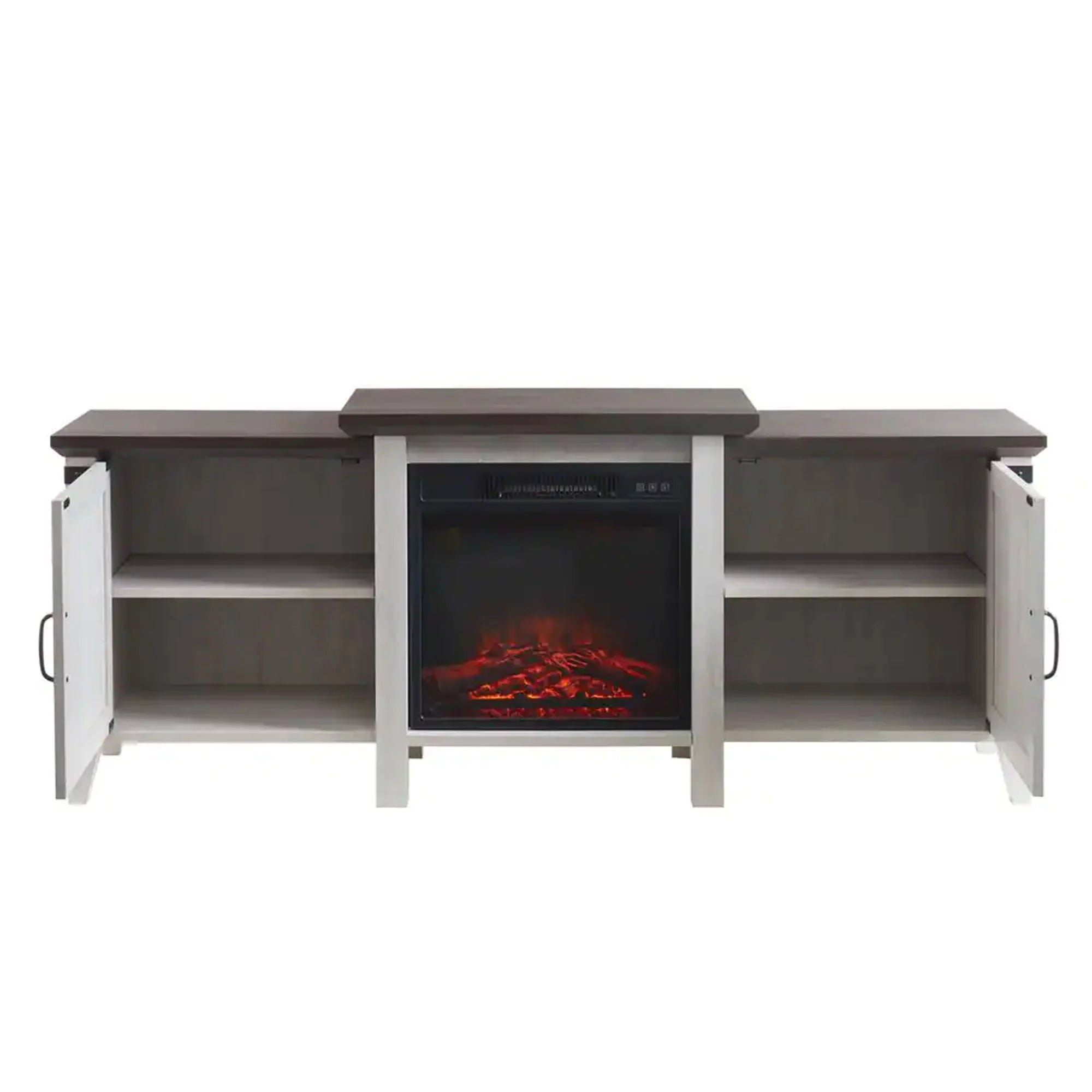 Grey Freestanding Wooden Electric Fireplace TV Stand Console K205501