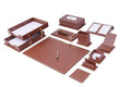 14 PCS Brown Bonded Leather Desk Organizer Set Y737106