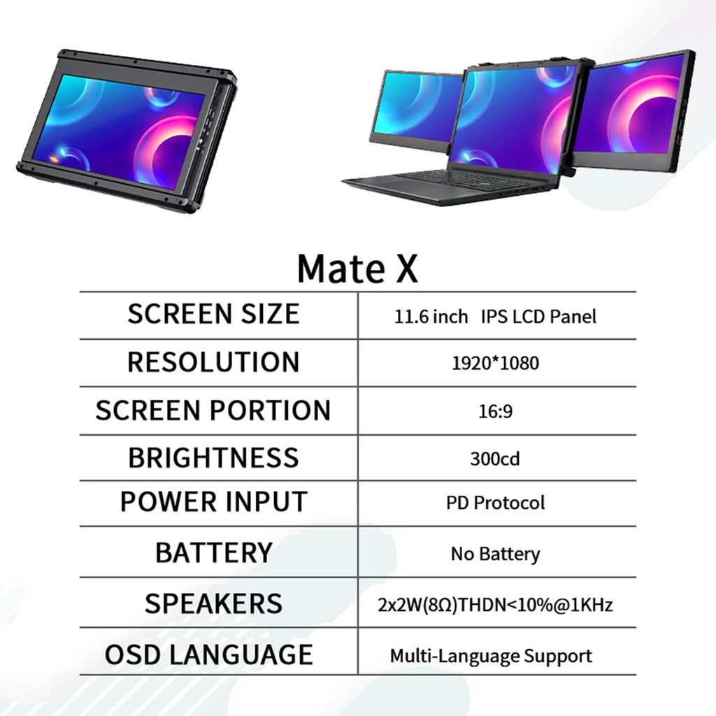 11.6-inch Dual Screen Portable IPS 1080P Monitor V47375