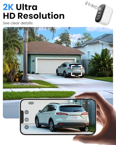 2K Battery Powered WiFi Security Camera (4 Pack) E1016