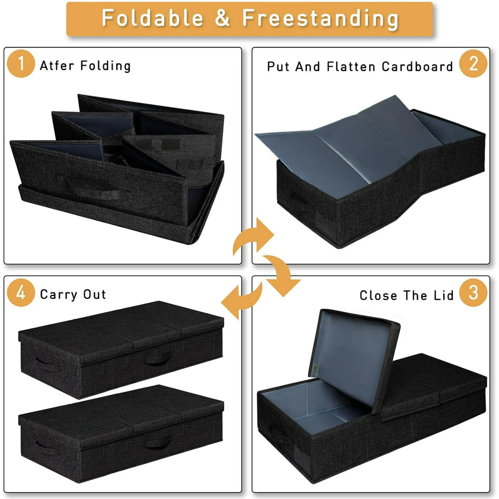 Black 3 Pack Underbed Storage Containers with Handles Q41409