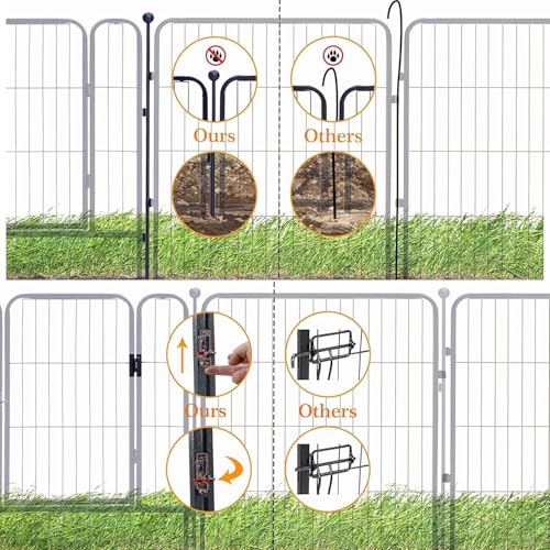 Silver Gray 8 Panels 32 inch Heavy Duty Folding Dog Playpen with Door Z17138