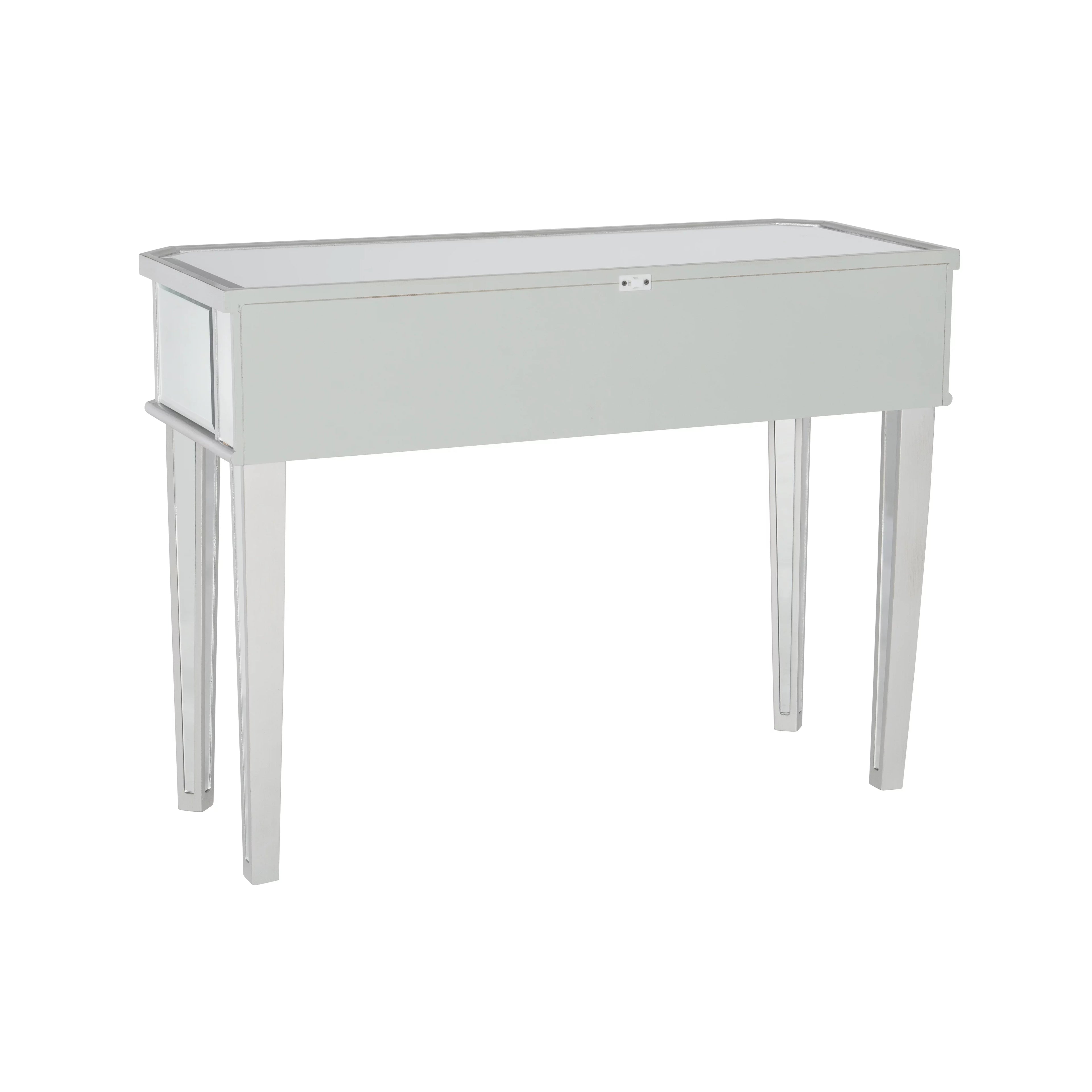 2-Drawer Console Table with Mirrored Surfaces and Silver Wood Q5289