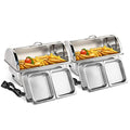 Electric 9 QT Stainless Steel Chafing Dish Buffet Set with 2 Detachable Food Pans I45460