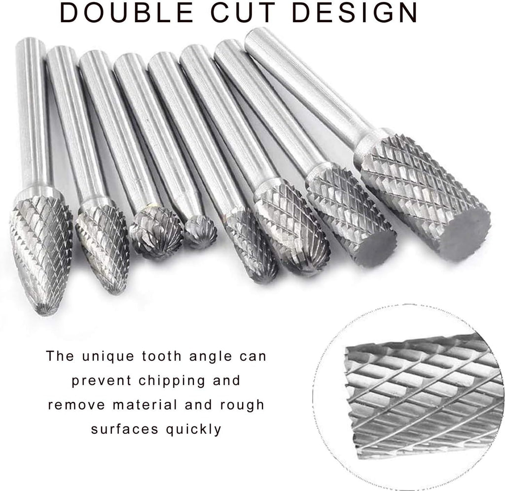 8Pcs Tungsten Double Cut Rotary File Set D33798