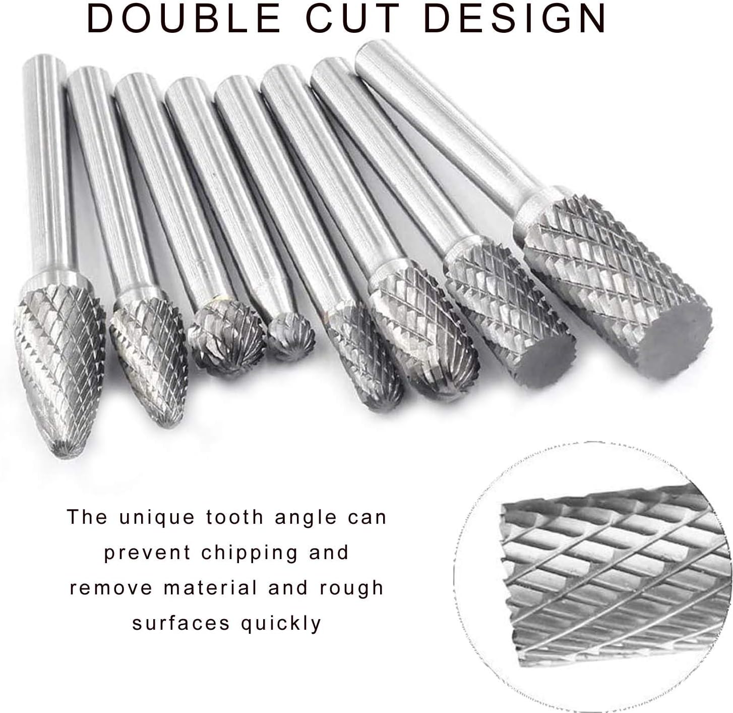 8Pcs Tungsten Double Cut Rotary File Set D33798