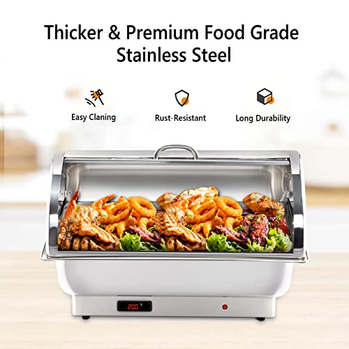 Electric 9 QT Stainless Steel Chafing Dish Buffet Set with 2 Detachable Food Pans I45460