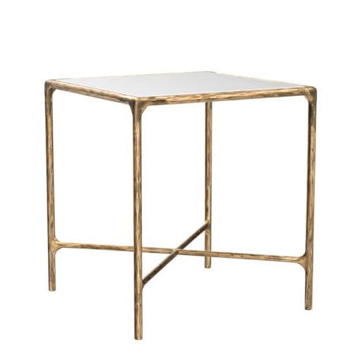 Brass Metal Tempered Glass Top Square End Table A867662