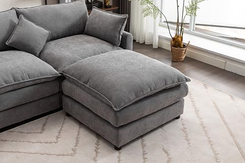 Beige U Shaped Modular Sectional Sofa with Double Chaises and 4 Pillows Q98241