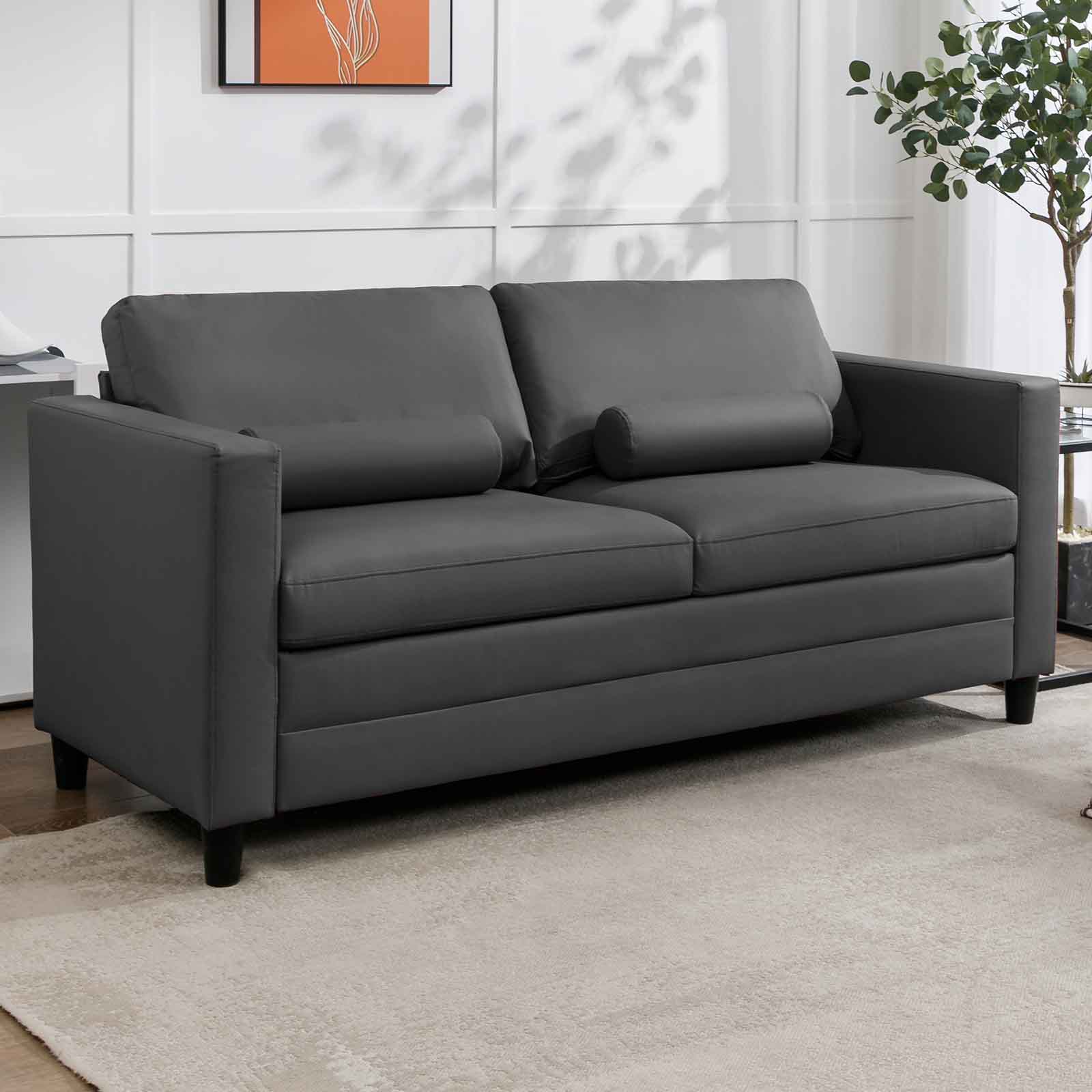 Dark Grey Full Size Pull Out Sofa Bed with Fold Out Mattress F437