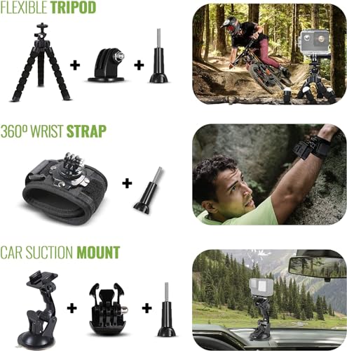 64GB Action Camera with 50 Piece Accessory Kit L47110