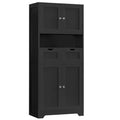 White Tall Bathroom Cabinet with 2 Drawers & 2 Adjustable Shelves & 4 Doors S489
