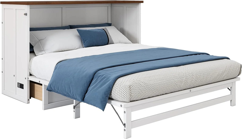 Queen Size Wood Murphy Bed Chest with Storage Drawer F224462