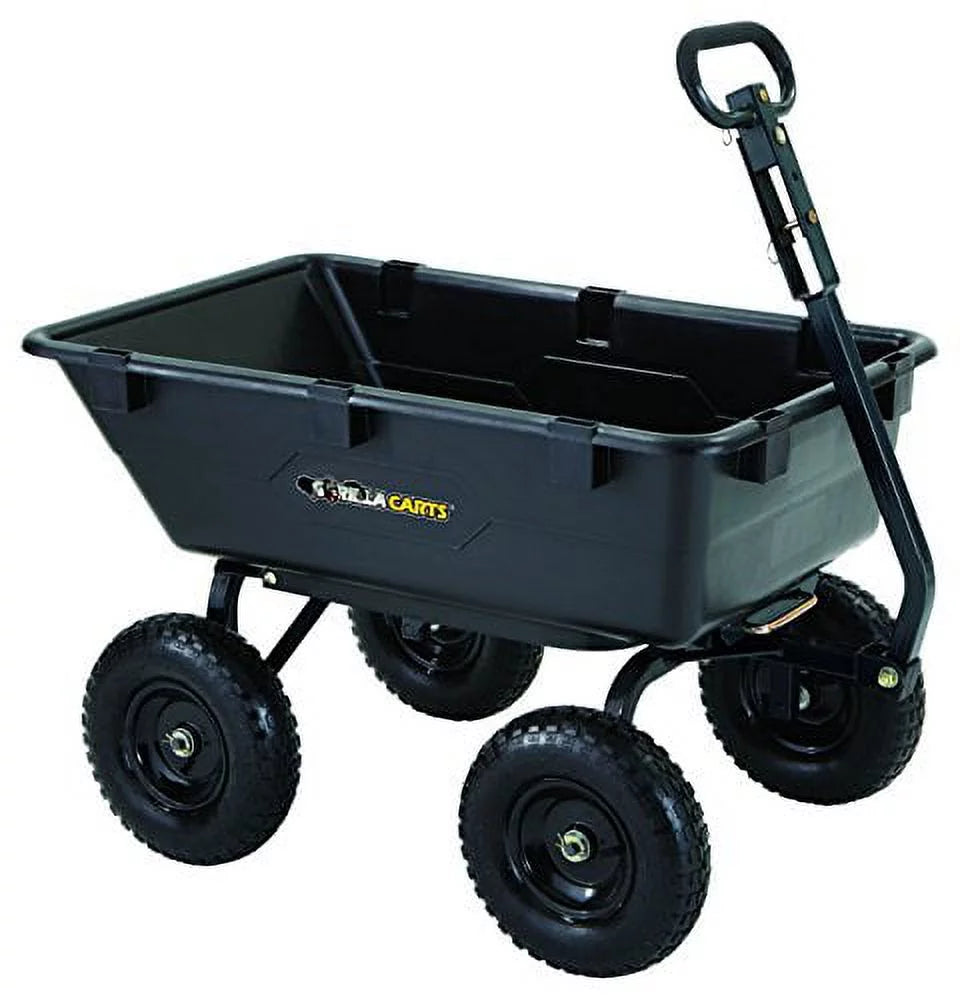 Heavy-Duty Poly Yard Dump Cart with 1,200-Pound Capacity, Black T47550