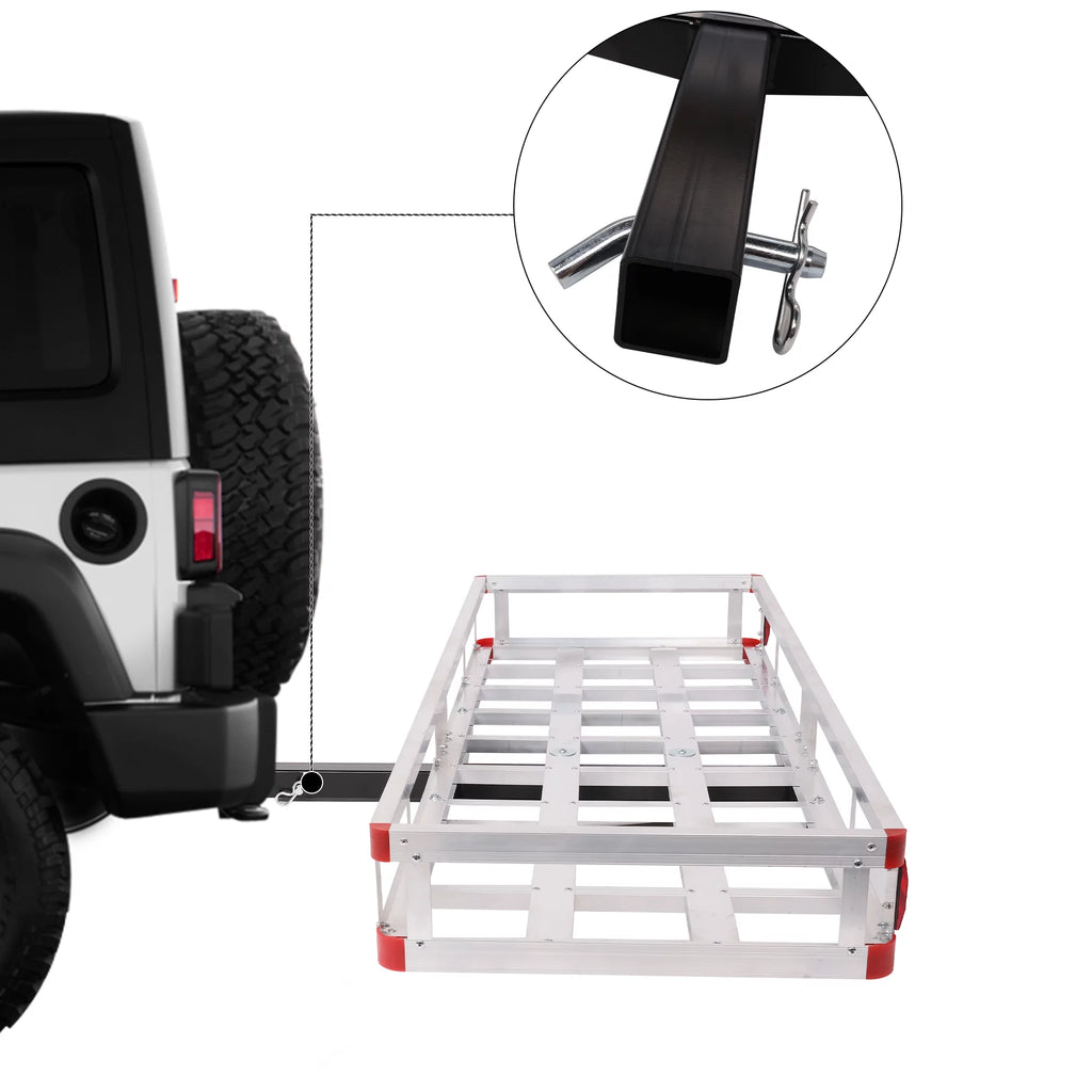 Aluminum Hitch Mounted Cargo Carrier with High Side Rails for 2" Receiver S181