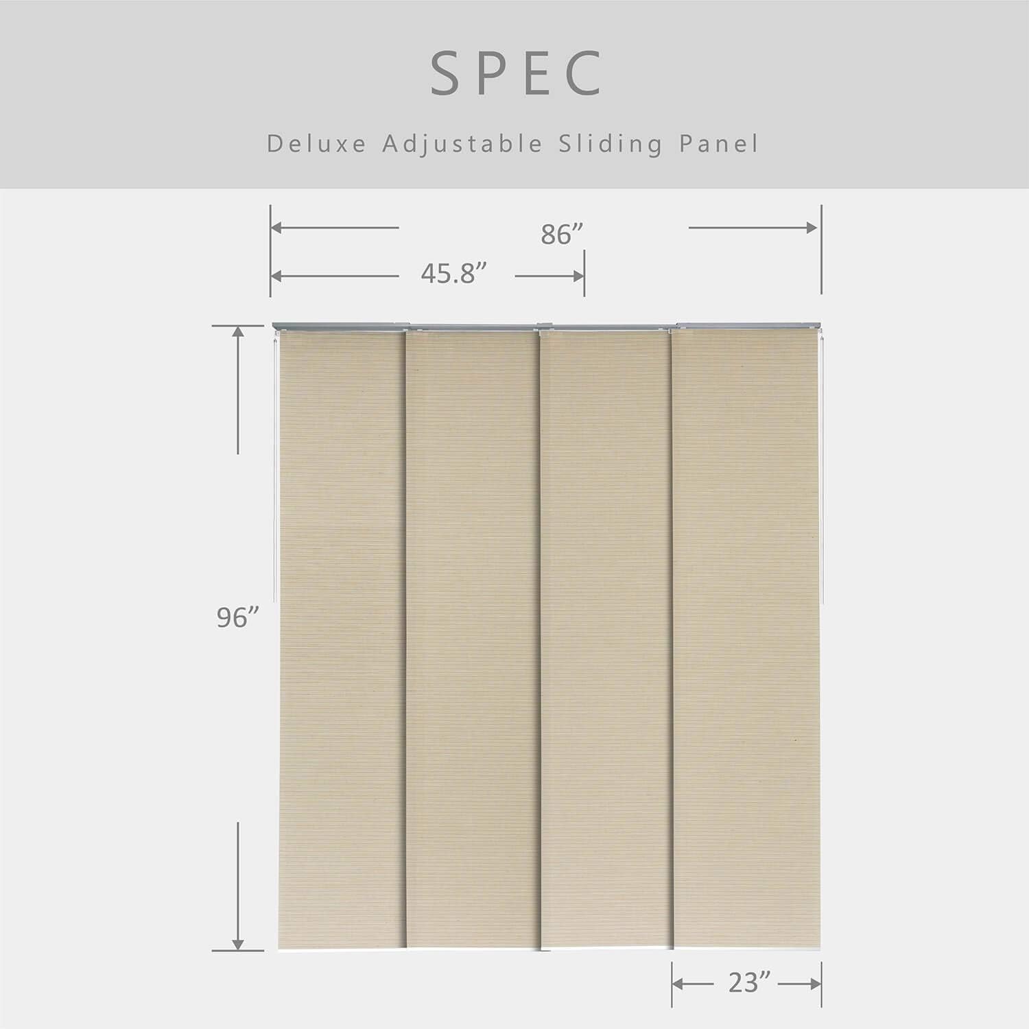 Adjustable Panel Track Sliding Glass Door Blinds 45.8"-86" W x 96" H M575