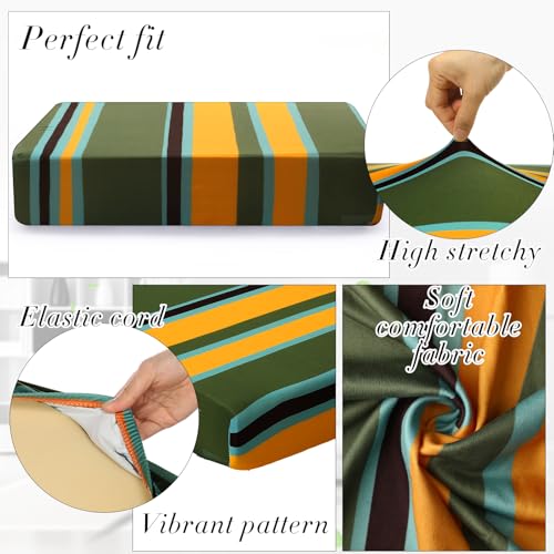 8 Pcs Patio Stretch Sofa Cushion Cover (Blue Red Green) L42266