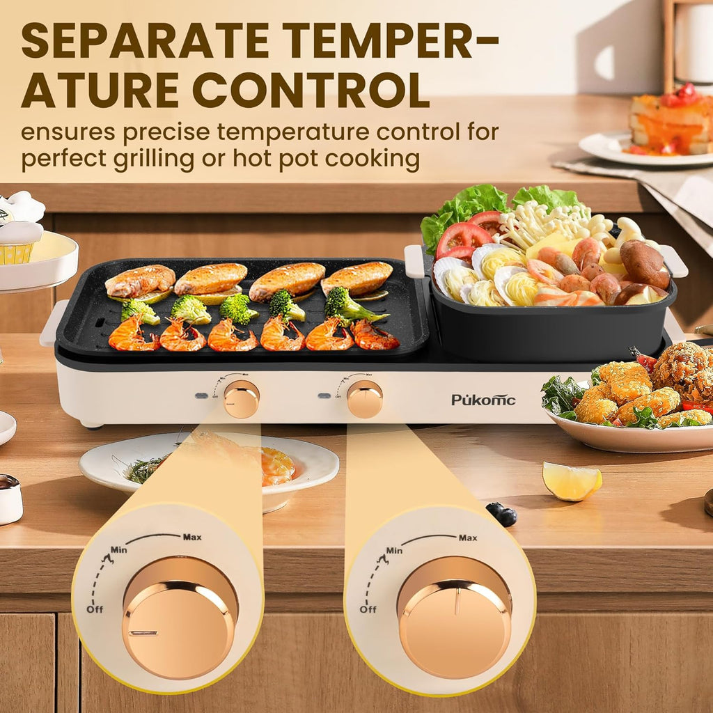 2 in 1 Electric Hot Pot with Grill, Non-Stick Removable Plate Q75239
