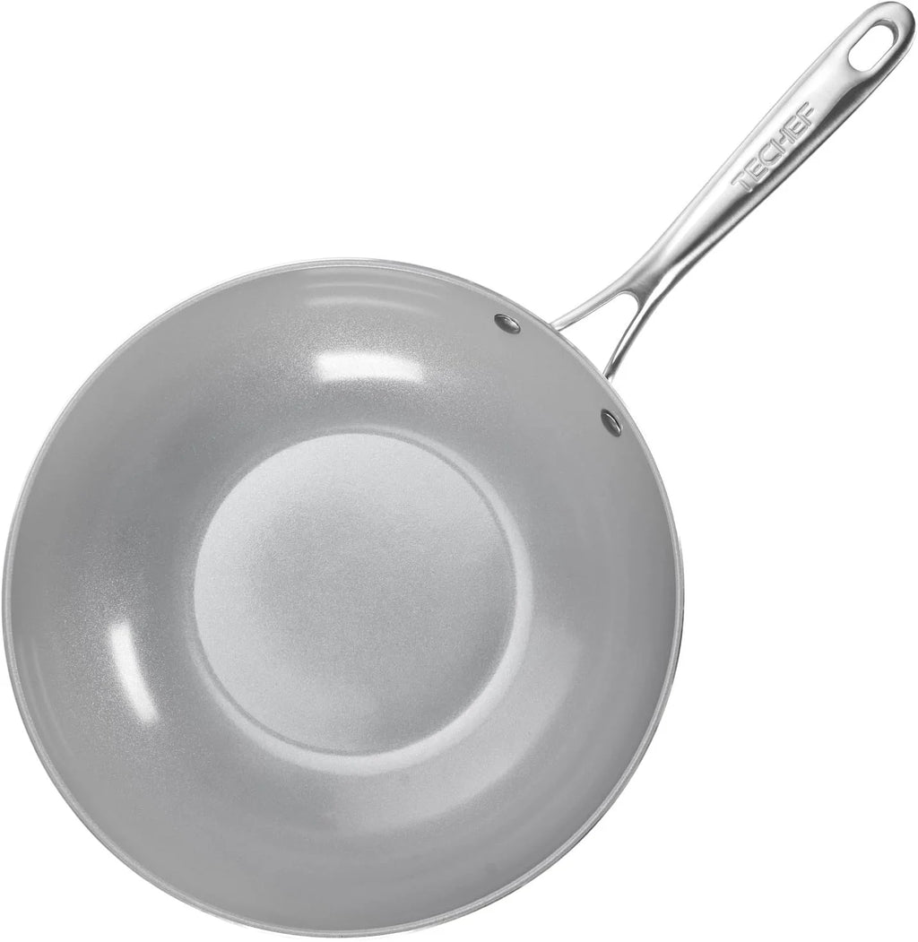 12" Ceramic Nonstick Wok with Glass Lid Y7049