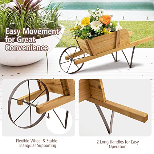Red Wood Wagon Planter with 9 Magnetic Accessories M132576