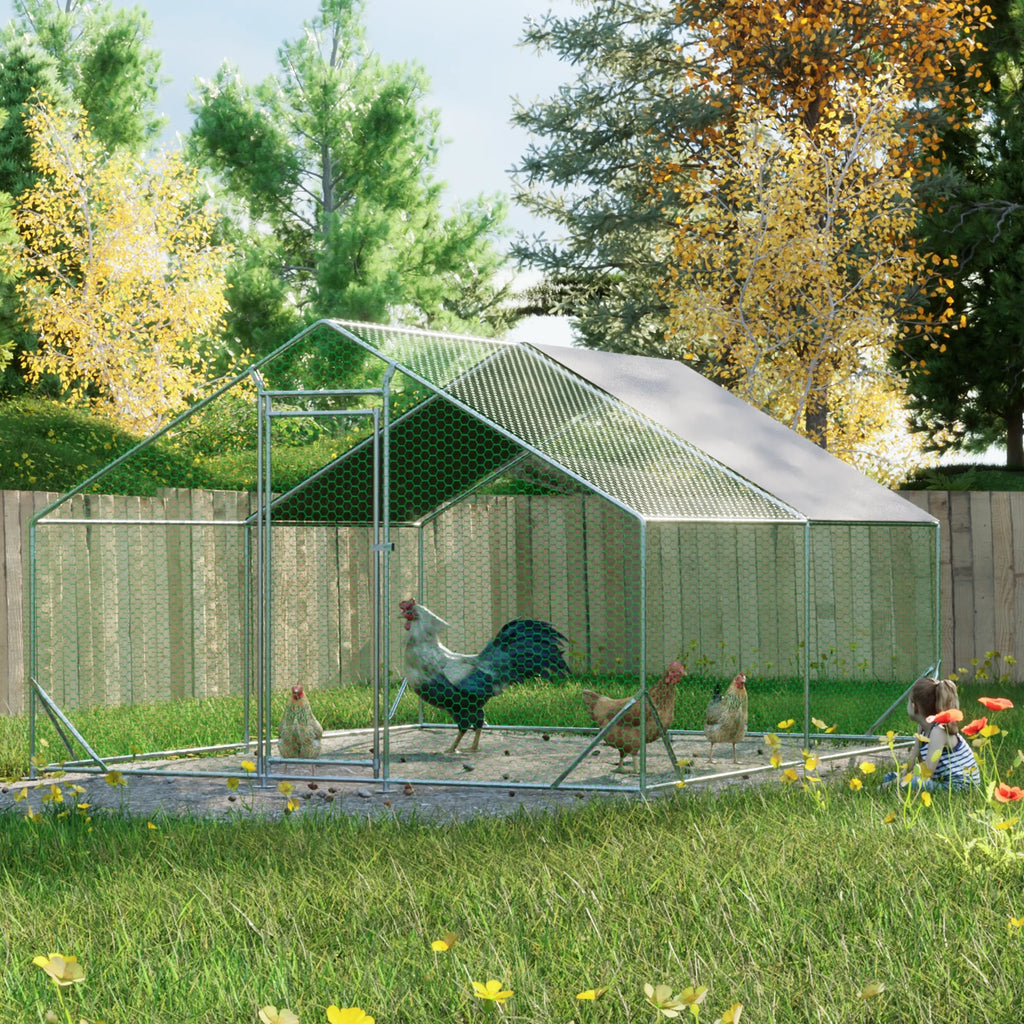 Large Metal Chicken Coop with Waterproof Cover (10' L x 13' W x 6.56' H) B4769