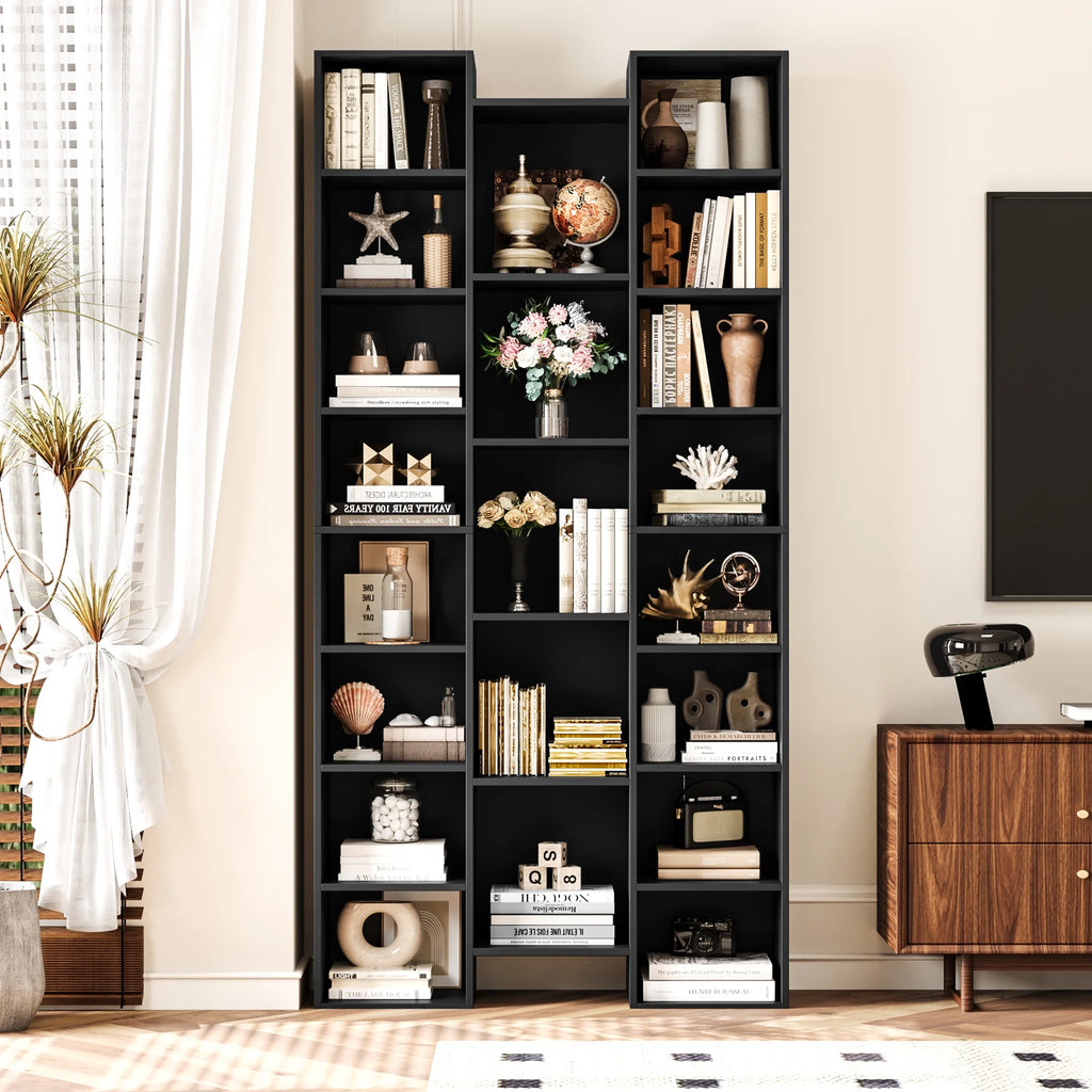 Black 21-Cube Bookcase with Adjustable Shelves X50423