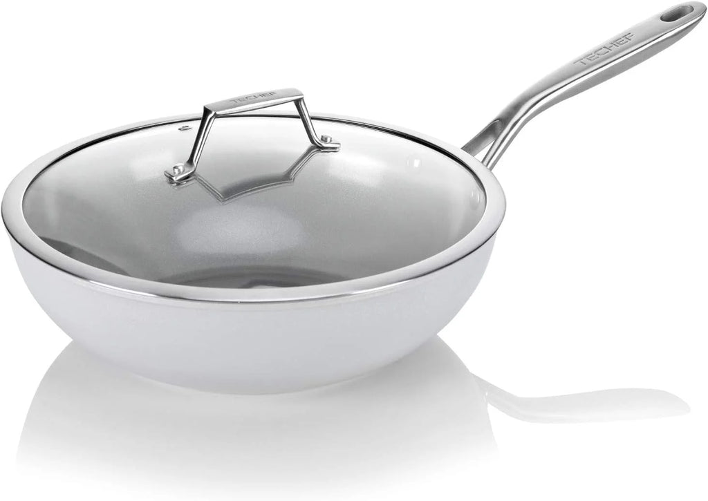 12" Ceramic Nonstick Wok with Glass Lid Y7049