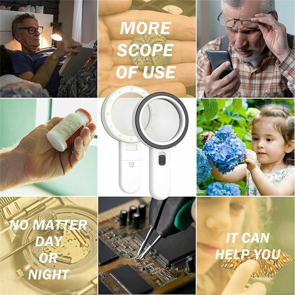12 LED Illuminated Handheld Magnifying Glass I790