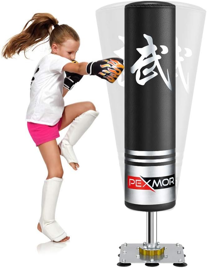 Black Freestanding Punching Bag with Suction Cup Steel Base Q9535