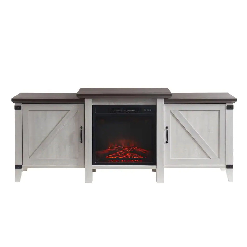 Grey Freestanding Wooden Electric Fireplace TV Stand Console K205501