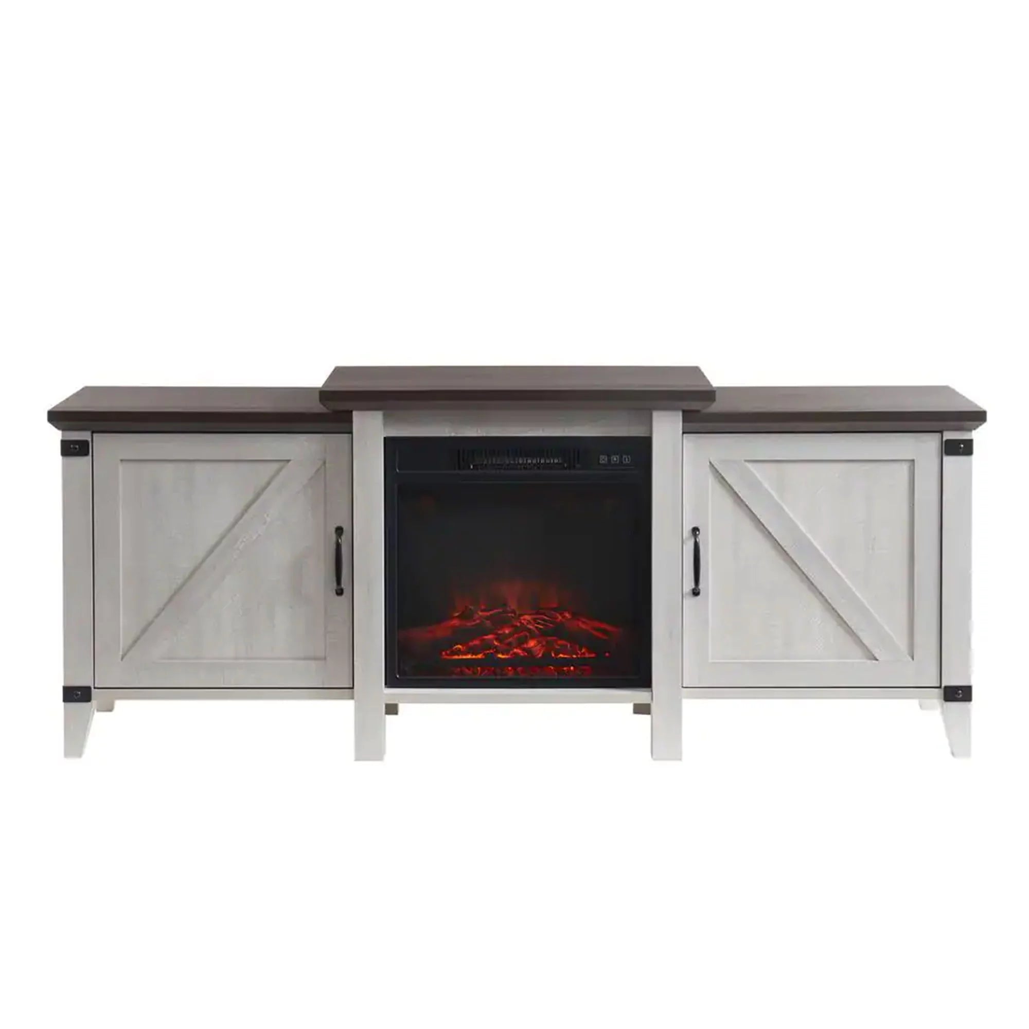 Grey Freestanding Wooden Electric Fireplace TV Stand Console K205501