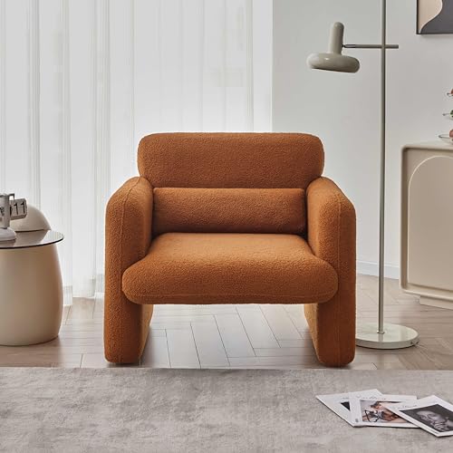 Cream Lambskin Sherpa Fabric Accent Chair B482