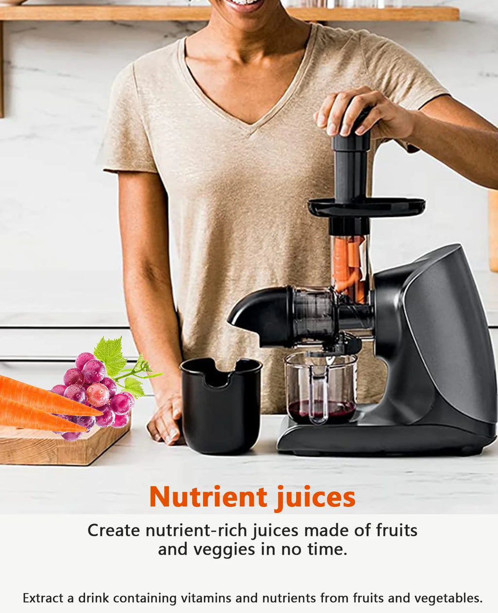 Cold Press Slow Juicer with Total Pulp Control (Black) Q48675