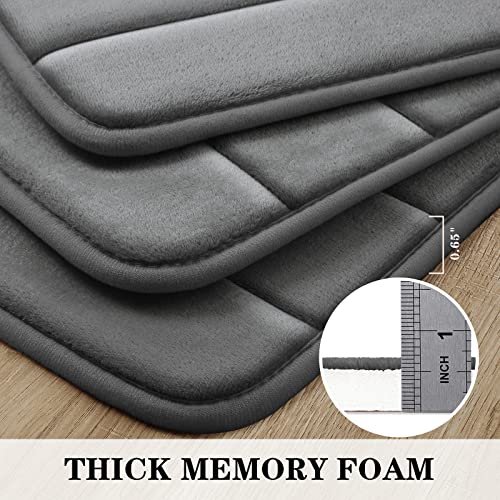 Black Memory Foam Bathroom Rug Set 3 Piece Non Slip Shaggy Bath Mat W8948