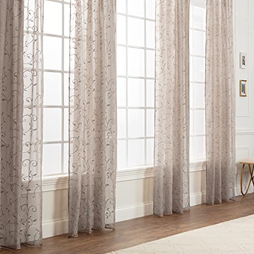 Navy Blue Sheer Curtains 52" x 108" 2 Panels X16411