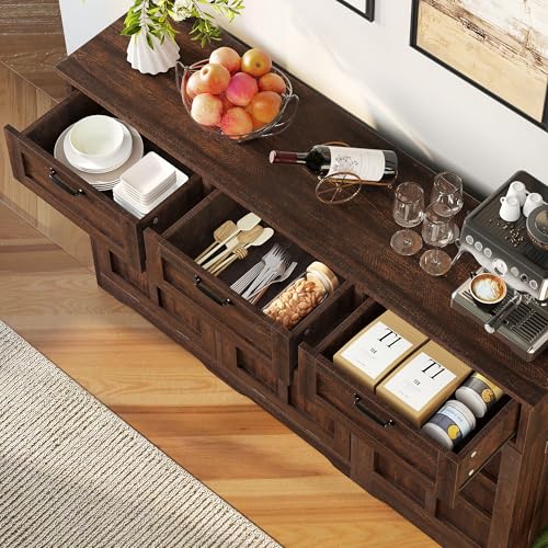 Brown Oak Double Trash Can Cabinet with Drawers F9342