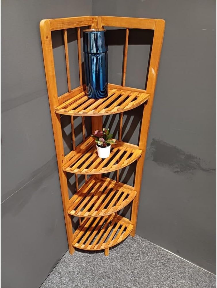 4-Tier Open Wooden Corner Shelf, 11" W x 43" H x 11" D B15202