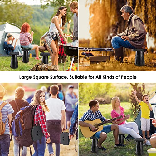 Green Square Collapsible Stool with Elastic Seat Cushion and Adjustable Nylon Bag Z16724